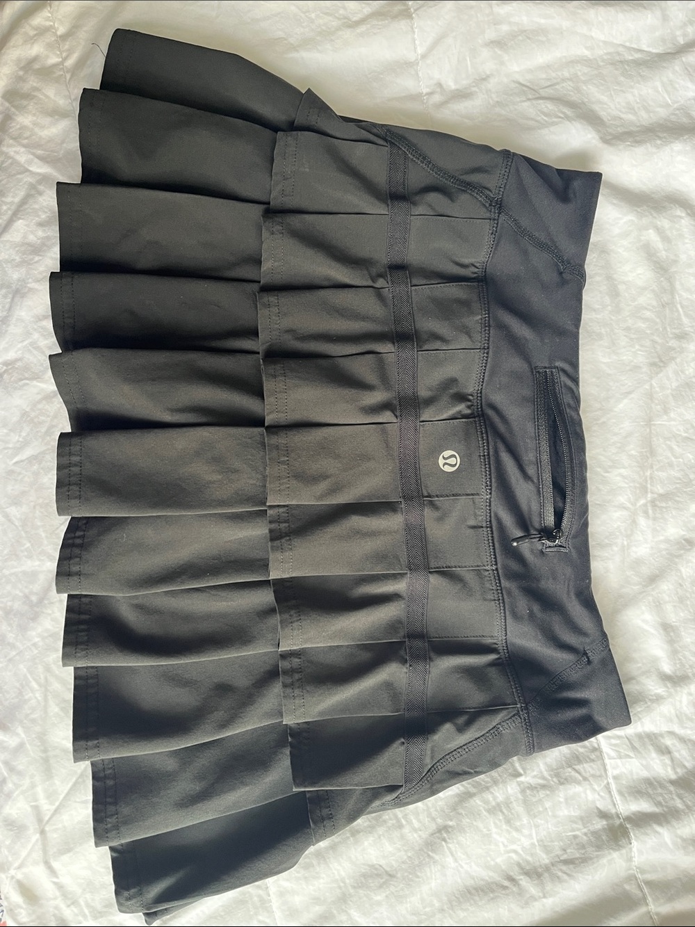 lululemon athletica Black Pleated Tennis Skort with Zip Pocket